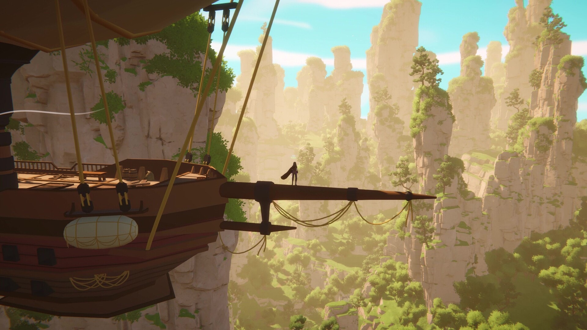 Flying ship over the world