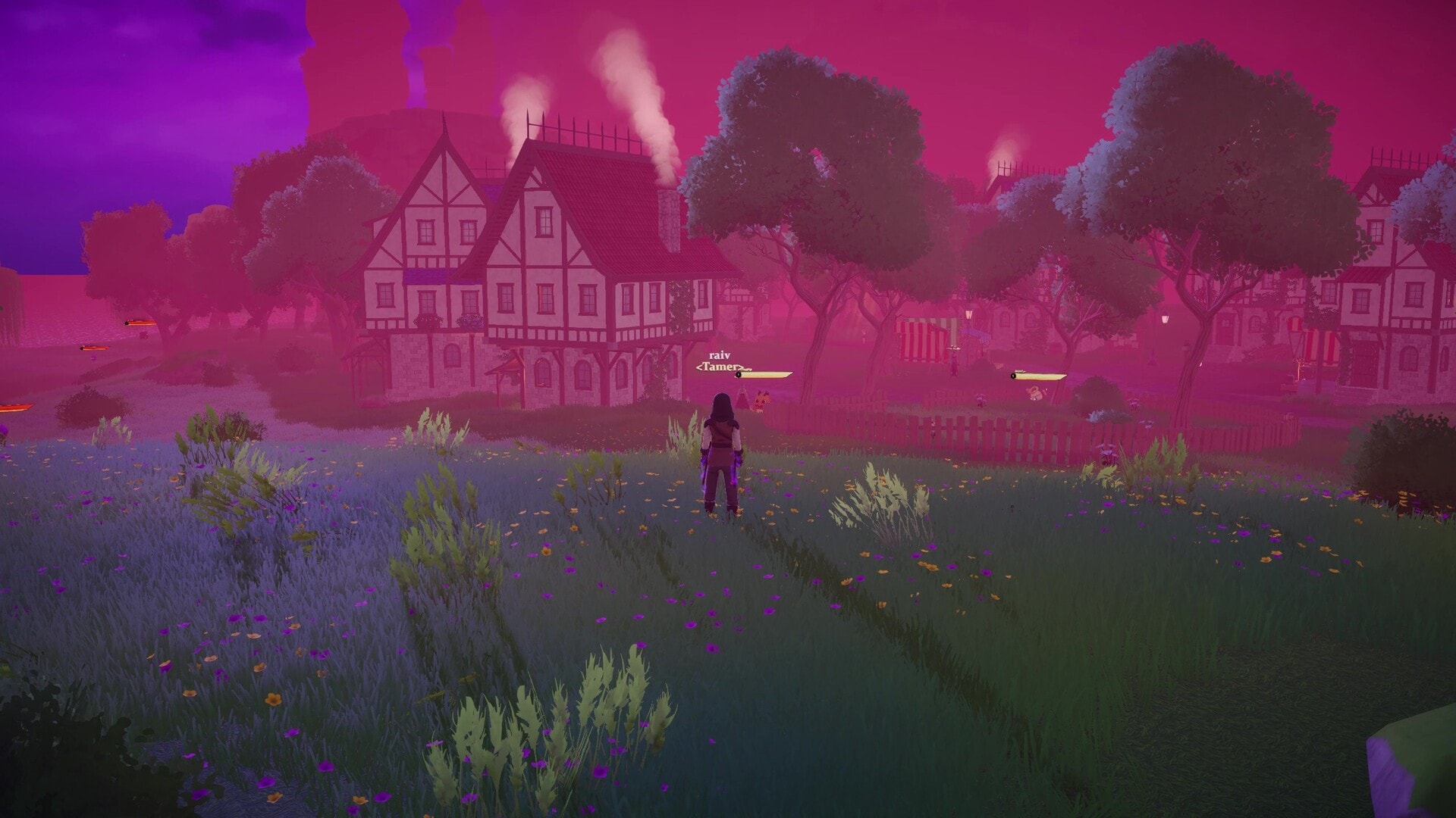 Fantasy town at dusk